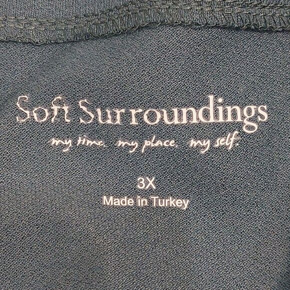 Soft Surroundings Miramar Asymmetrical Tunic Top Women's 3X V-Neck Pullover Teal - Picture 6 of 9